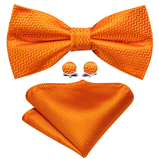 Orange Curve Silk Bow Tie Set bow ties    - Sophisticated Gentlemen