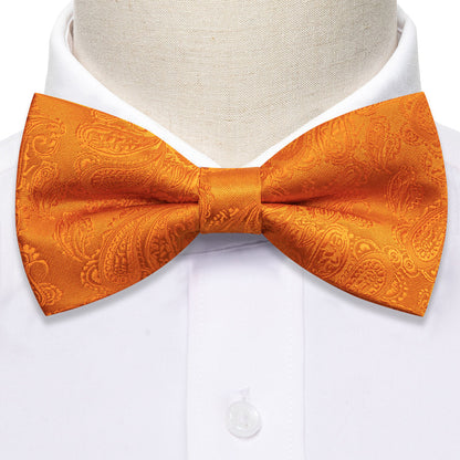 Orange Paisley Silk Bow Tie Set bow ties    - Sophisticated Gentlemen