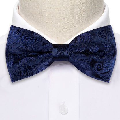 Salvia Blue Paisley Silk Bow Tie Set bow ties    - Sophisticated Gentlemen