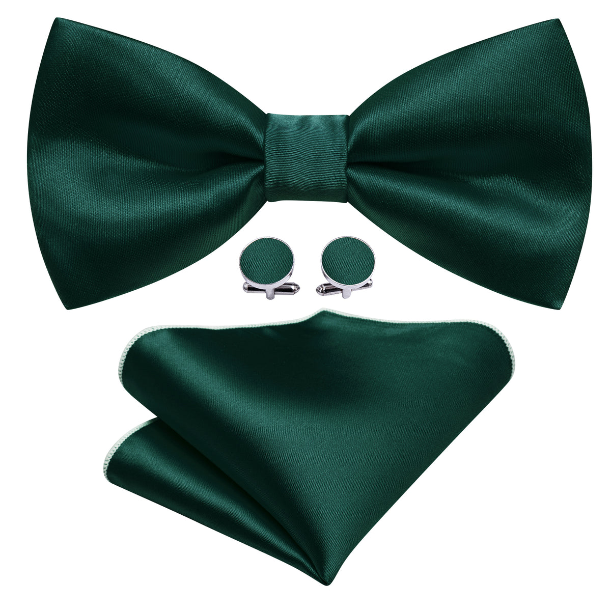 Green Solid Silk Bow Tie Set bow ties    - Sophisticated Gentlemen