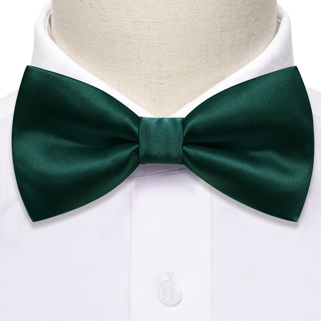 Green Solid Silk Bow Tie Set bow ties    - Sophisticated Gentlemen