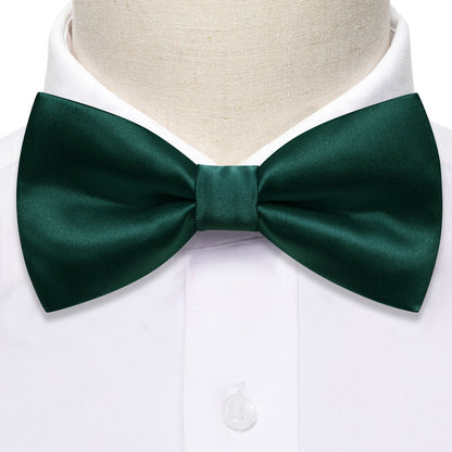 Green Solid Silk Bow Tie Set bow ties    - Sophisticated Gentlemen
