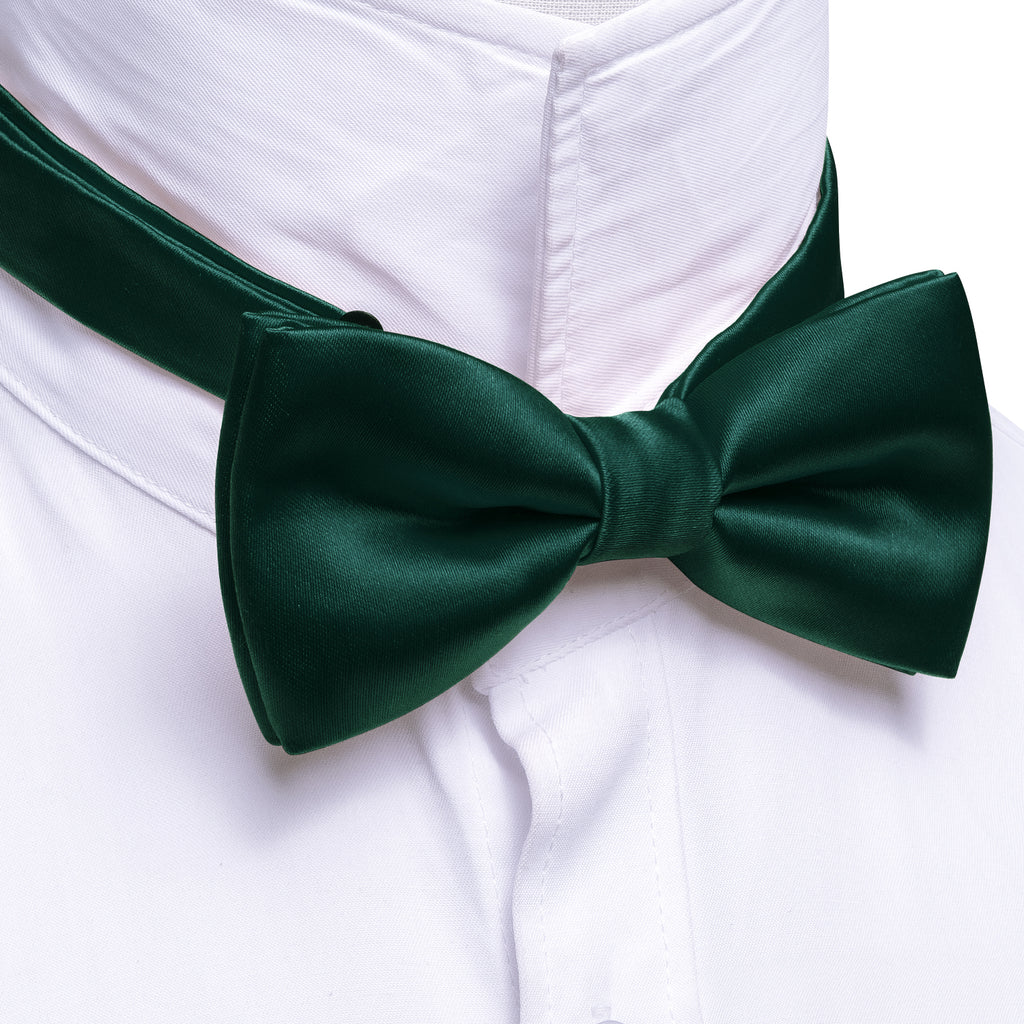 Green Solid Silk Bow Tie Set bow ties    - Sophisticated Gentlemen