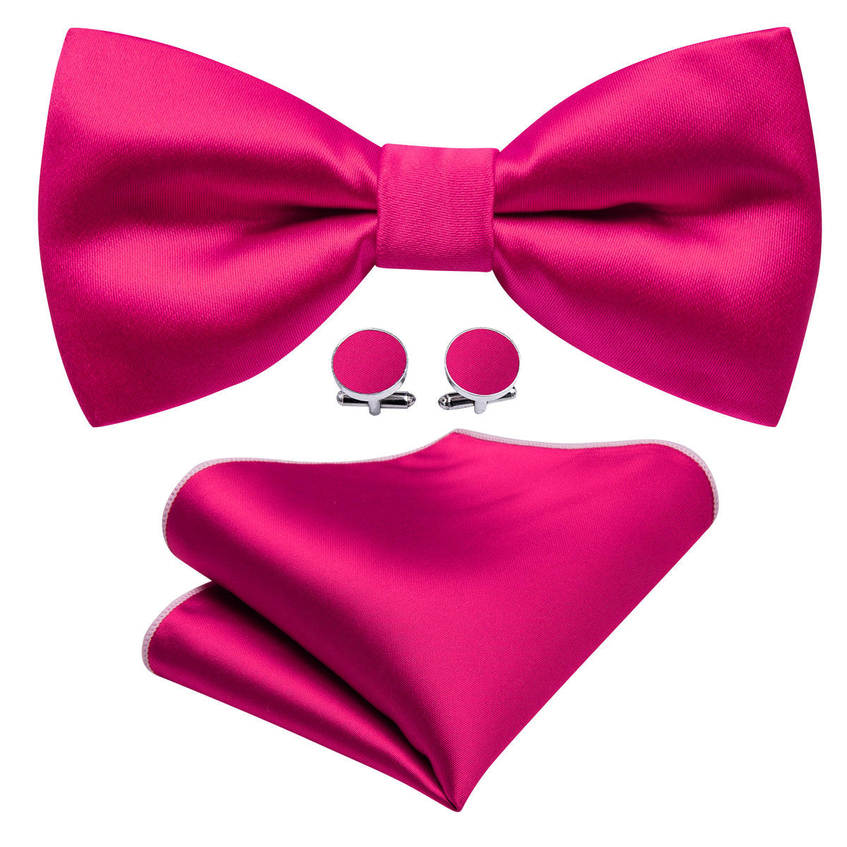Rose Red Solid Silk Bow Tie Set bow ties    - Sophisticated Gentlemen