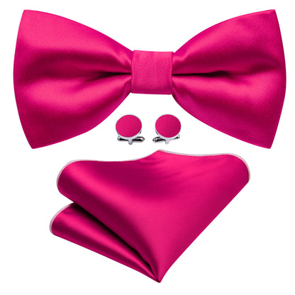 Rose Red Solid Silk Bow Tie Set bow ties    - Sophisticated Gentlemen
