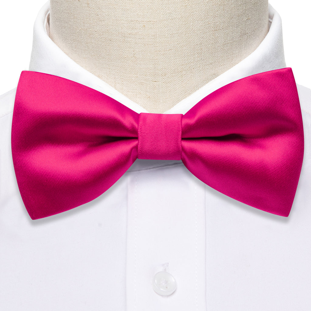 Rose Red Solid Silk Bow Tie Set bow ties    - Sophisticated Gentlemen