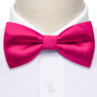 Rose Red Solid Silk Bow Tie Set bow ties    - Sophisticated Gentlemen