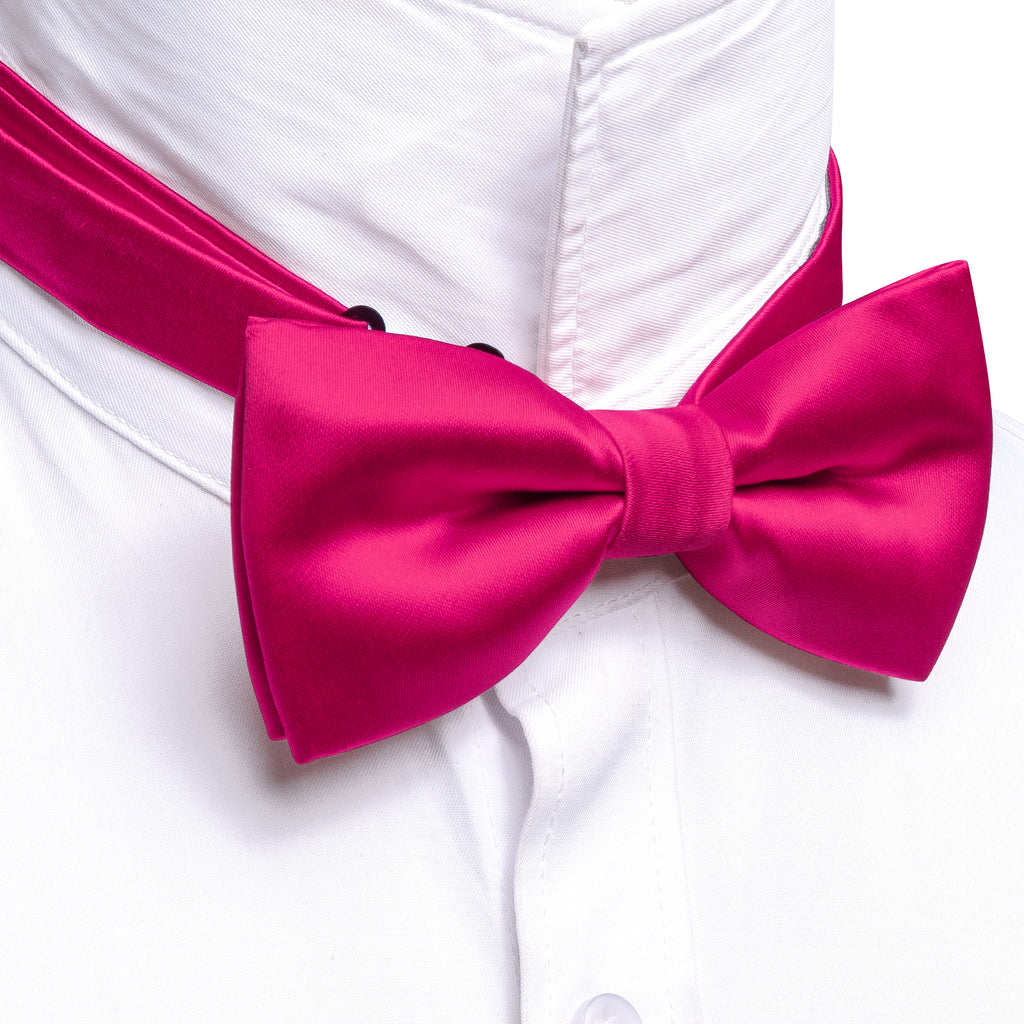 Rose Red Solid Silk Bow Tie Set bow ties    - Sophisticated Gentlemen