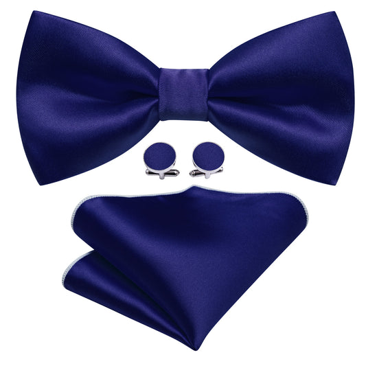 Cobalt Blue Solid Silk Bow Tie Set bow ties    - Sophisticated Gentlemen