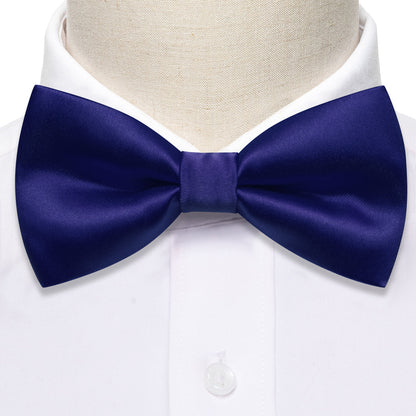 Cobalt Blue Solid Silk Bow Tie Set bow ties    - Sophisticated Gentlemen