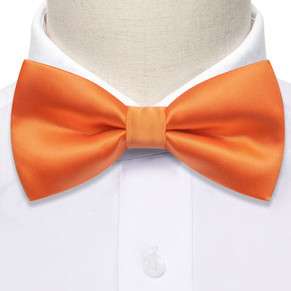 Orange Solid Silk Bow Tie Set bow ties    - Sophisticated Gentlemen