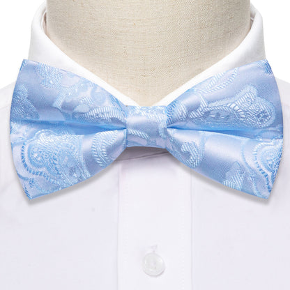 Blue Paisley Silk Bow Tie Set bow ties    - Sophisticated Gentlemen