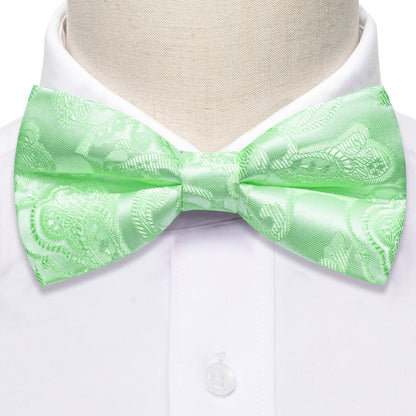 Turquoise Green Paisley Silk Bow Tie Set bow ties    - Sophisticated Gentlemen