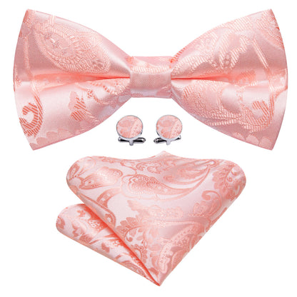 Pink Paisley Silk Bow Tie Set bow ties    - Sophisticated Gentlemen