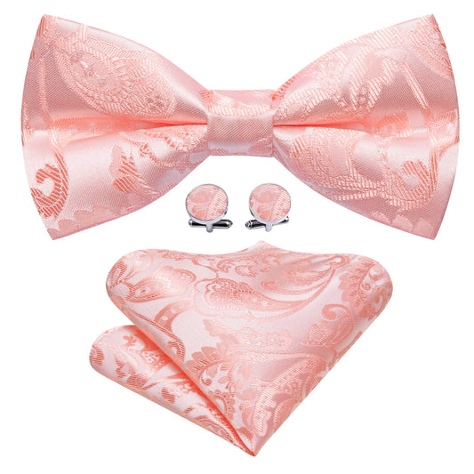 Pink Paisley Silk Bow Tie Set bow ties    - Sophisticated Gentlemen