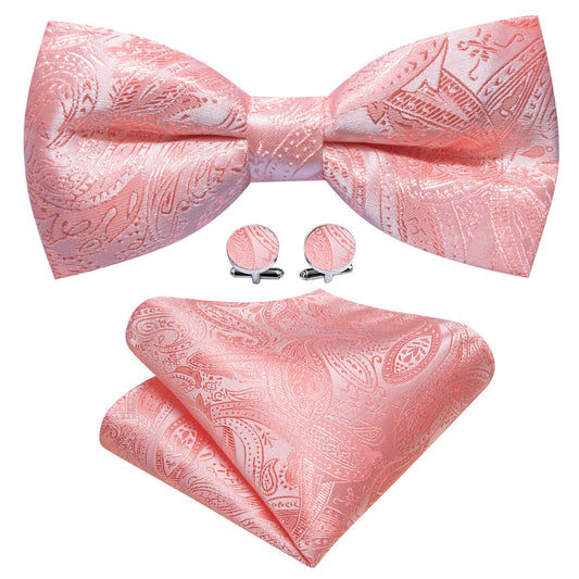 Pink Paisley Bow Tie Set bow ties    - Sophisticated Gentlemen