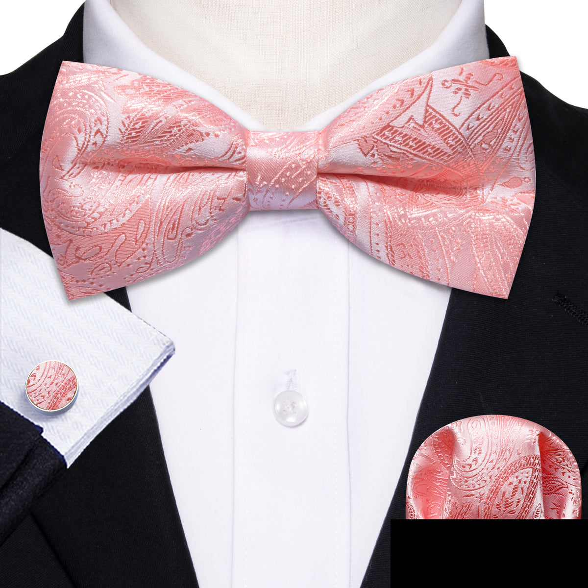 Pink Paisley Bow Tie Set bow ties    - Sophisticated Gentlemen