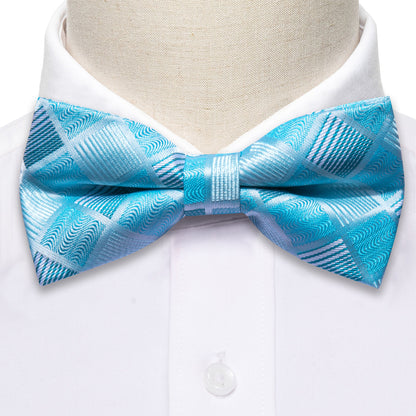 Blue Plaid Bow Tie Set bow ties    - Sophisticated Gentlemen