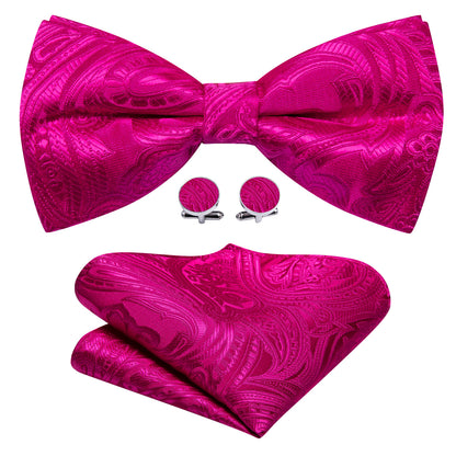 Rose Red Paisley Bow Tie Set bow ties    - Sophisticated Gentlemen
