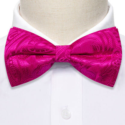 Rose Red Paisley Bow Tie Set bow ties    - Sophisticated Gentlemen