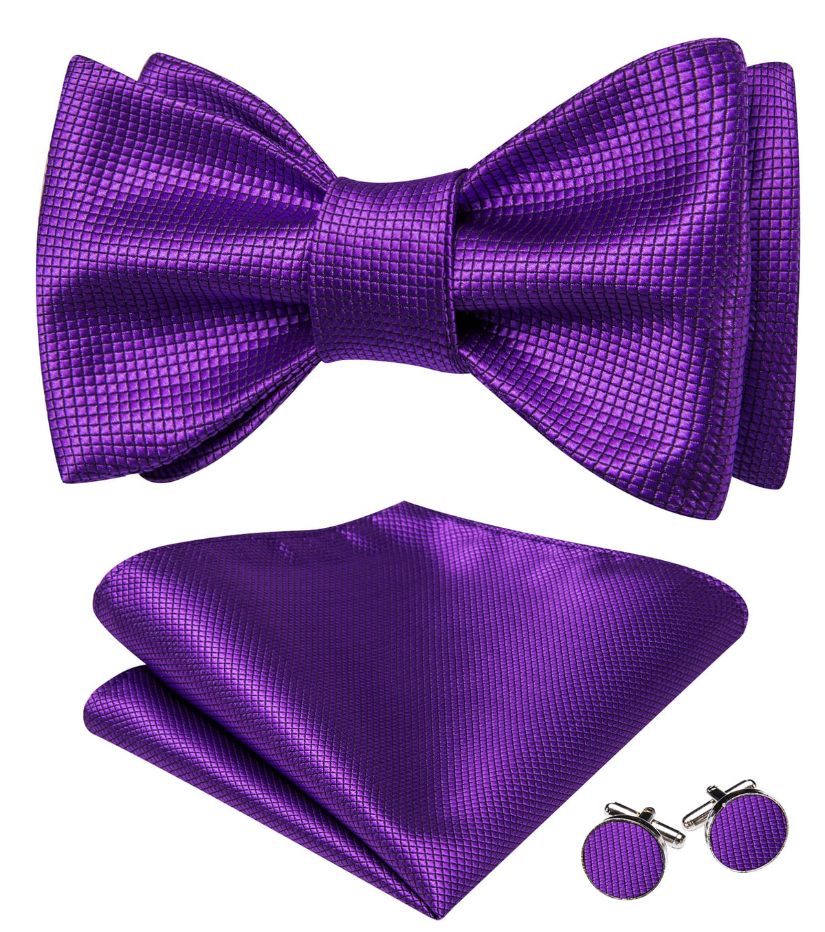 Dark Purple Plaid Bow Tie Set bow ties    - Sophisticated Gentlemen