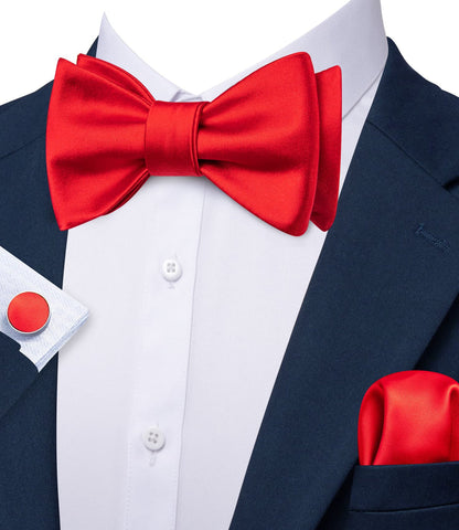 Crimson Red Bow Tie Set bow ties    - Sophisticated Gentlemen