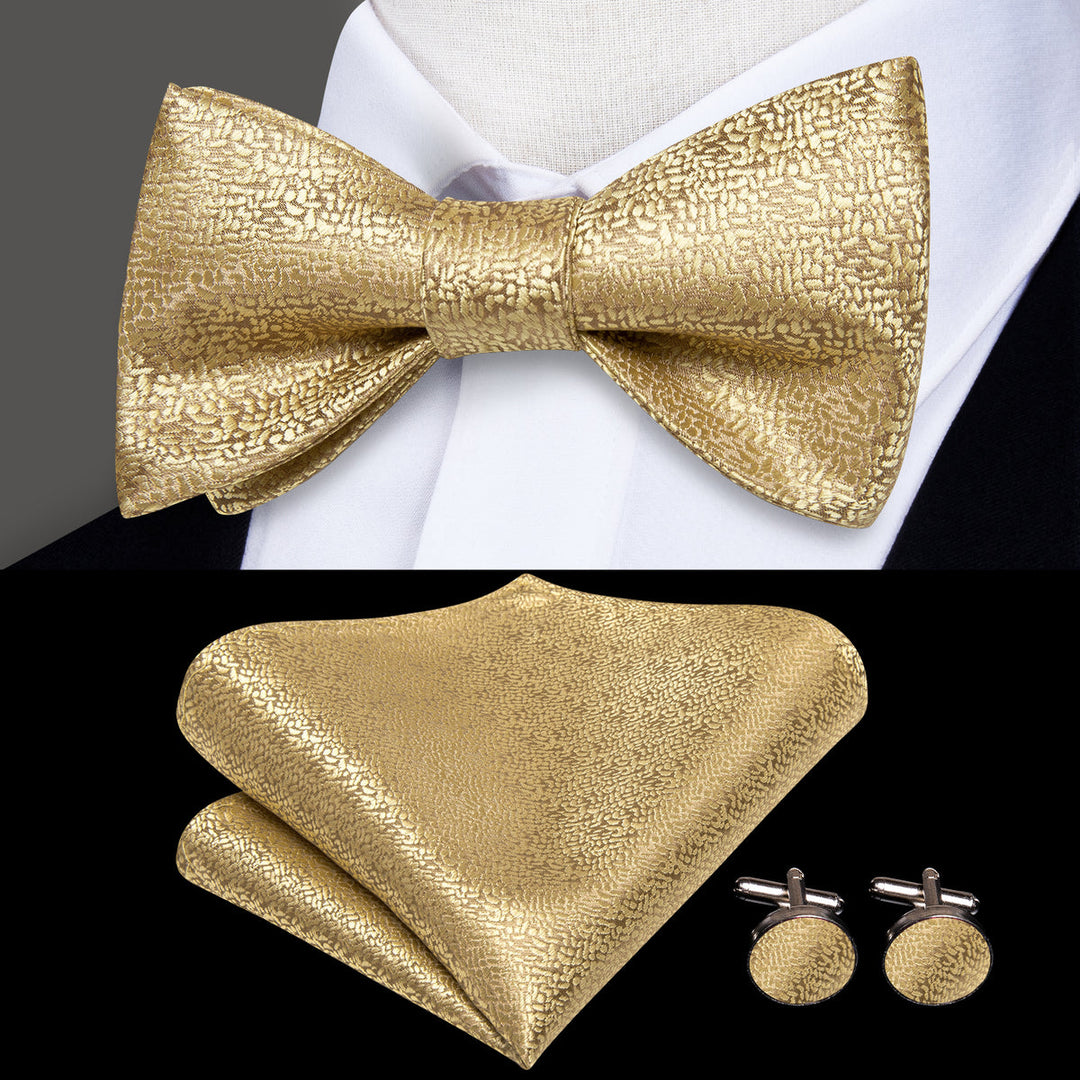 Champagne Bow Tie, Pocket Square and Cufflinks bow tie    - Sophisticated Gentlemen