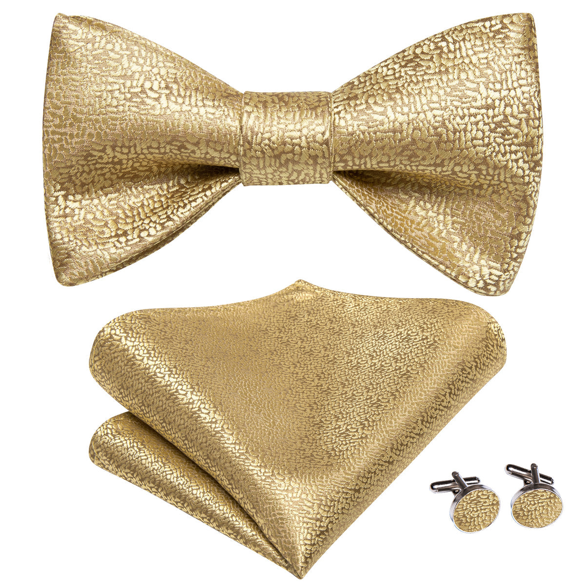 Champagne Bow Tie, Pocket Square and Cufflinks bow tie    - Sophisticated Gentlemen