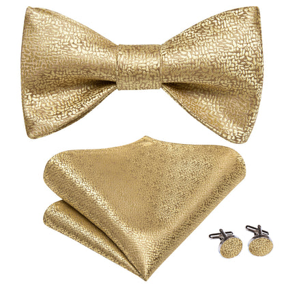 Champagne Bow Tie, Pocket Square and Cufflinks bow tie    - Sophisticated Gentlemen