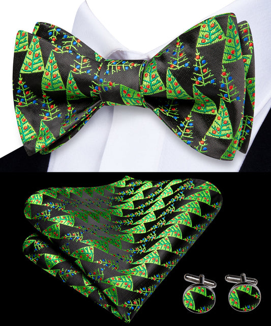 Christmas Trees Bow Tie, Pocket Square and Cufflinks bow tie    - Sophisticated Gentlemen