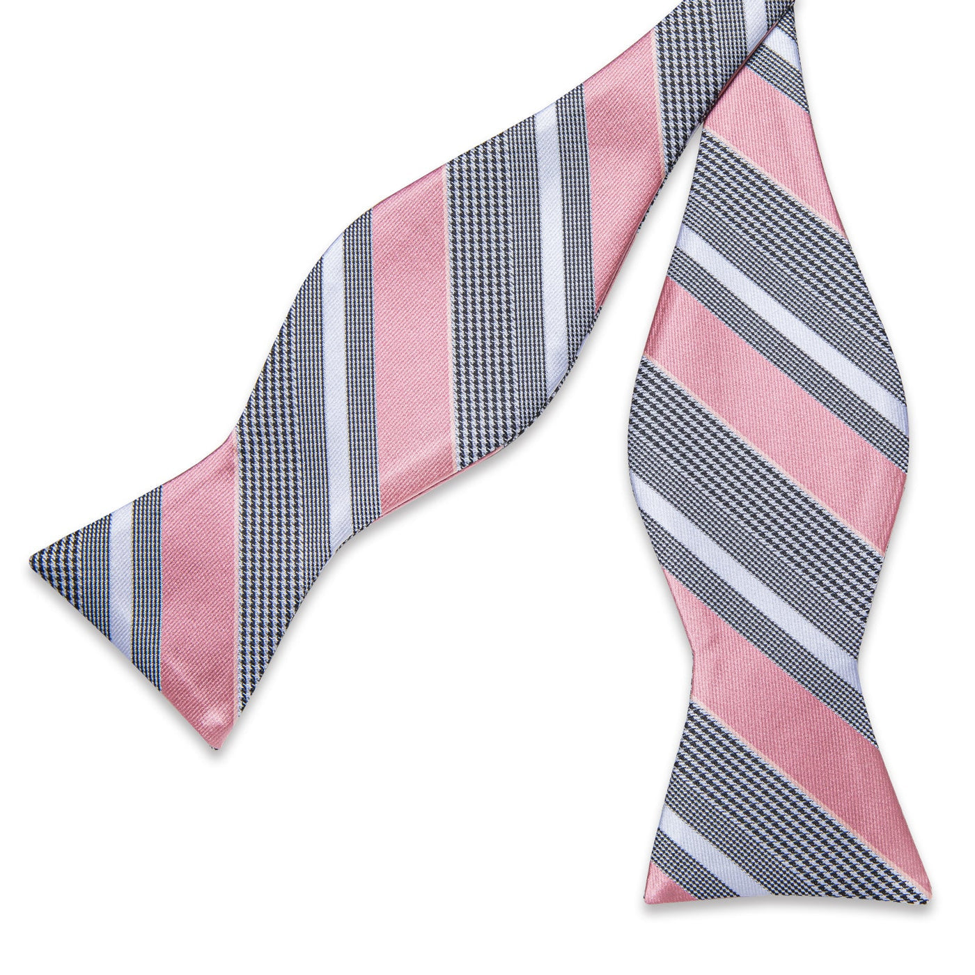 Pink & Gray Plaid Silk Self-Tie Bow Tie bow tie - Sophisticated Gentlemen
