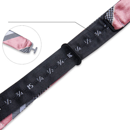 Pink & Gray Plaid Silk Self-Tie Bow Tie bow tie - Sophisticated Gentlemen
