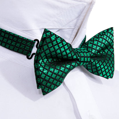 Green Plaid Bow Tie Set bow ties    - Sophisticated Gentlemen