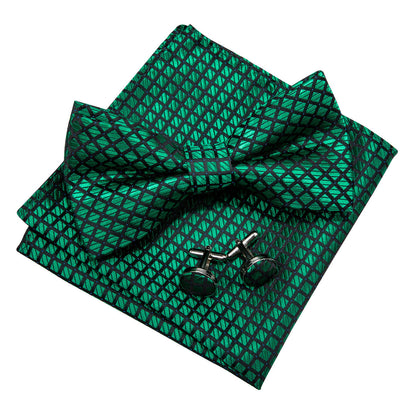 Green Plaid Bow Tie Set bow ties    - Sophisticated Gentlemen