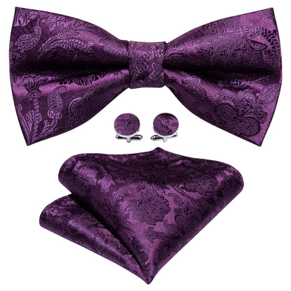 Purple Paisley Bow Tie Set bow ties    - Sophisticated Gentlemen