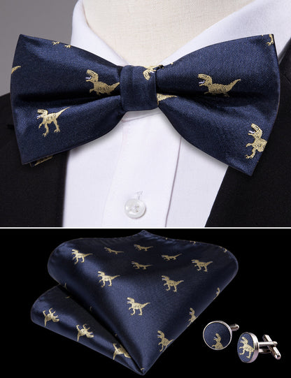 Blue Dinosaur Bow Tie Set bow ties    - Sophisticated Gentlemen