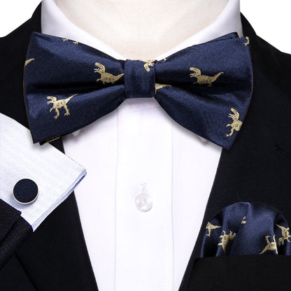 Blue Dinosaur Bow Tie Set bow ties    - Sophisticated Gentlemen