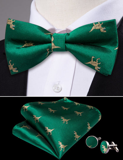 Green Dinosaur Bow Tie Set bow ties    - Sophisticated Gentlemen