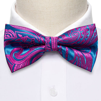 Purple Royal Blue Paisley Bow Tie Set bow ties    - Sophisticated Gentlemen