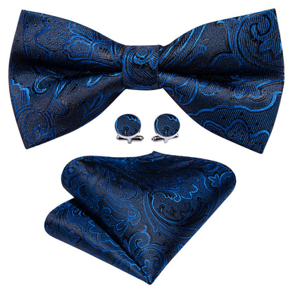 Blue Paisley Bow Tie Set bow ties    - Sophisticated Gentlemen