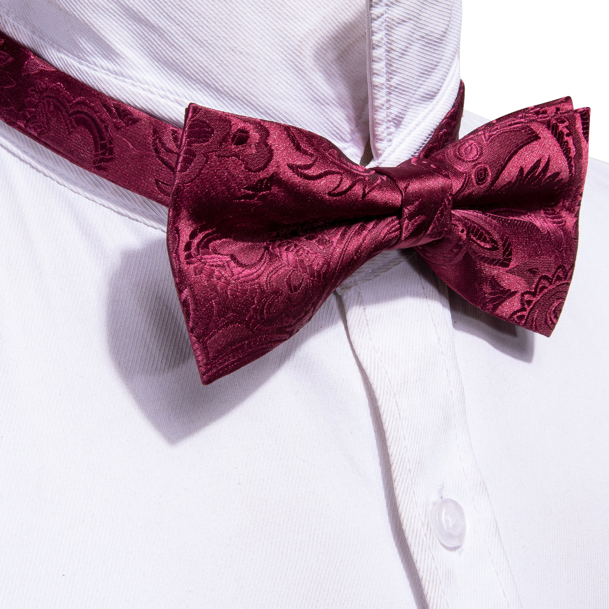 Red Wine Floral Paisley Bow Tie Set bow ties    - Sophisticated Gentlemen