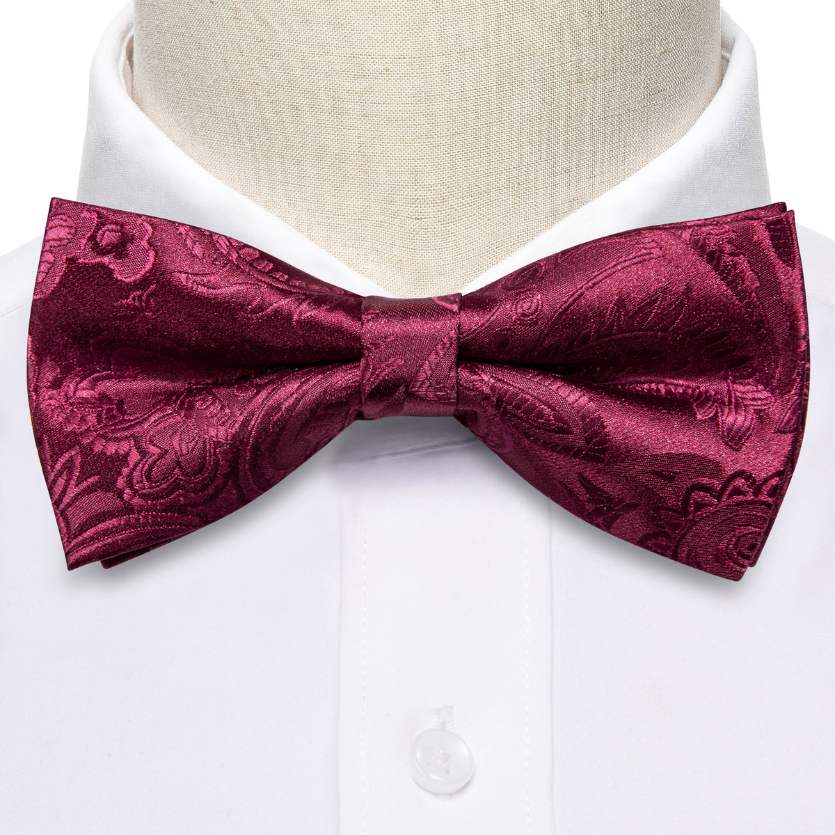 Red Wine Floral Paisley Bow Tie Set bow ties    - Sophisticated Gentlemen
