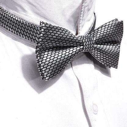 Gray Geometry Bow Tie Set bow ties    - Sophisticated Gentlemen
