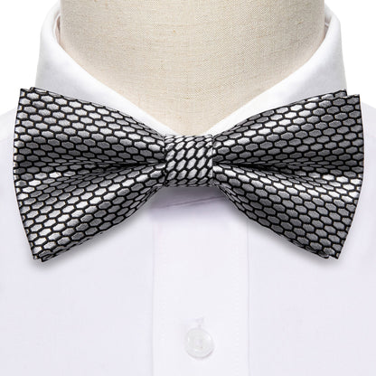 Gray Geometry Bow Tie Set bow ties    - Sophisticated Gentlemen