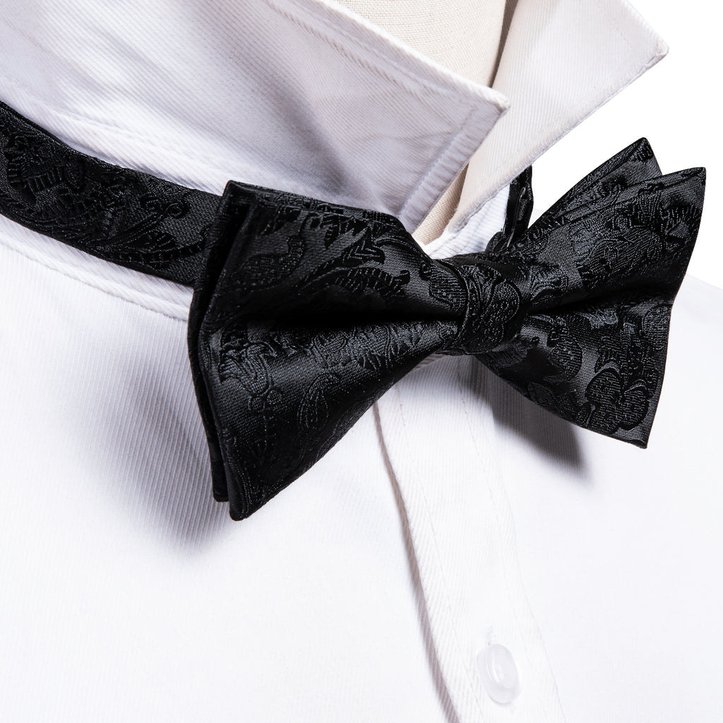 Black Paisley Bow Tie Set bow ties    - Sophisticated Gentlemen