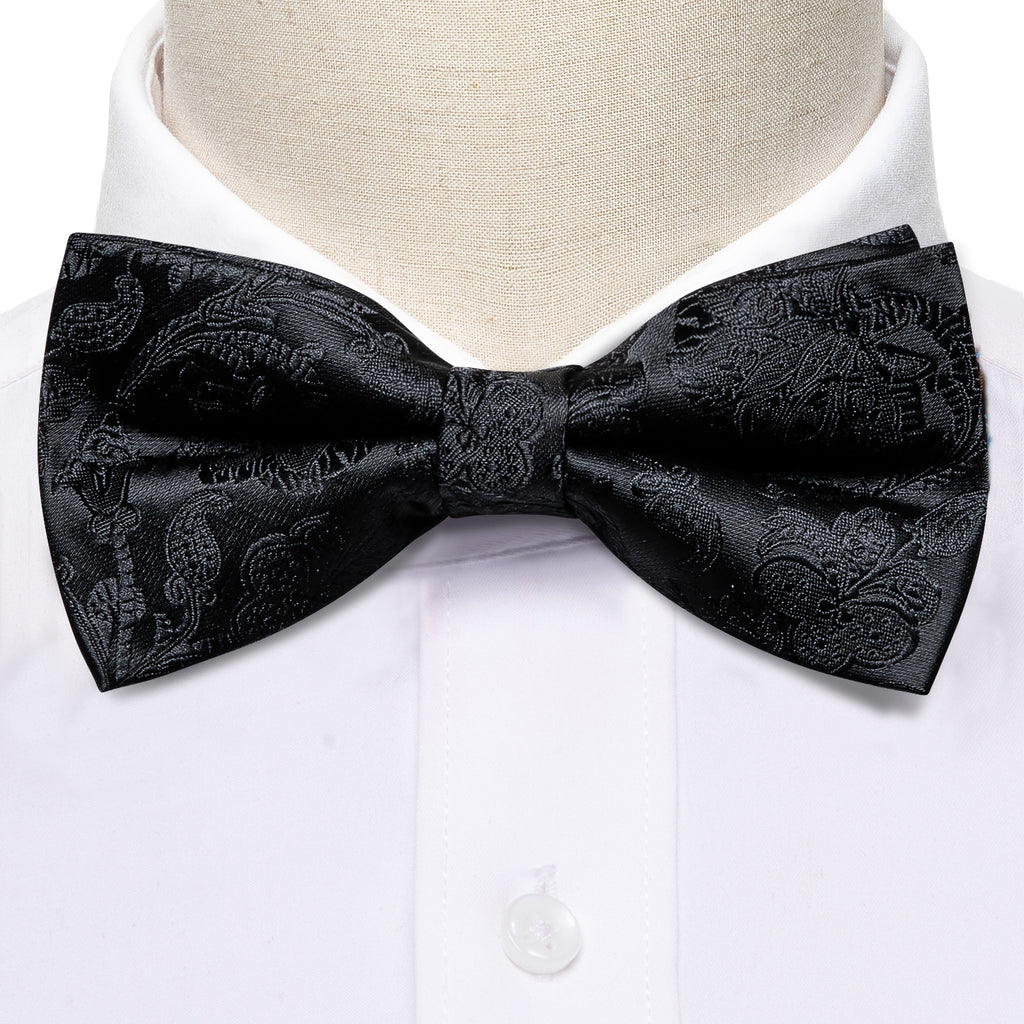 Black Paisley Bow Tie Set bow ties    - Sophisticated Gentlemen
