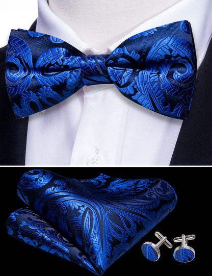 Blue Paisley Bow Tie Set bow ties    - Sophisticated Gentlemen