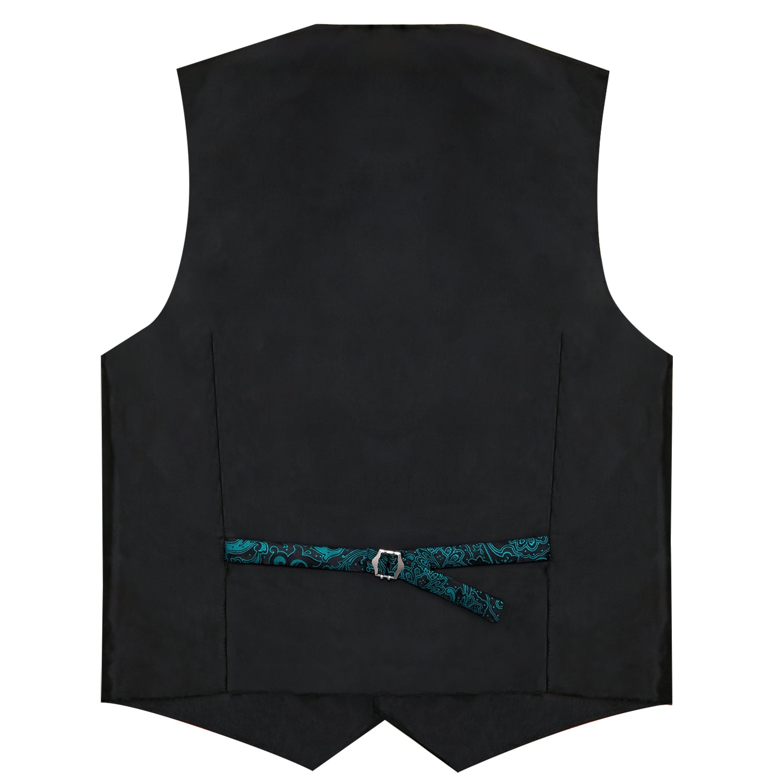 Teal Green Paisley Vest Set with Black Collar vest set    - Sophisticated Gentlemen