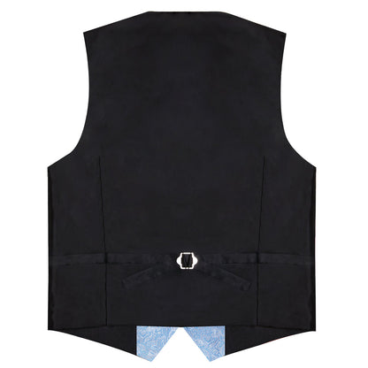 Sky Blue Luxury Paisley Collar Vest Set - 4 Piece vest set    - Sophisticated Gentlemen