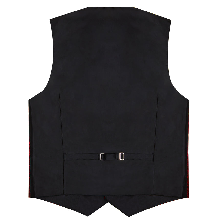 Classic Red Paisley Silk Collar Vest & Bowtie Set vest set - Sophisticated Gentlemen
